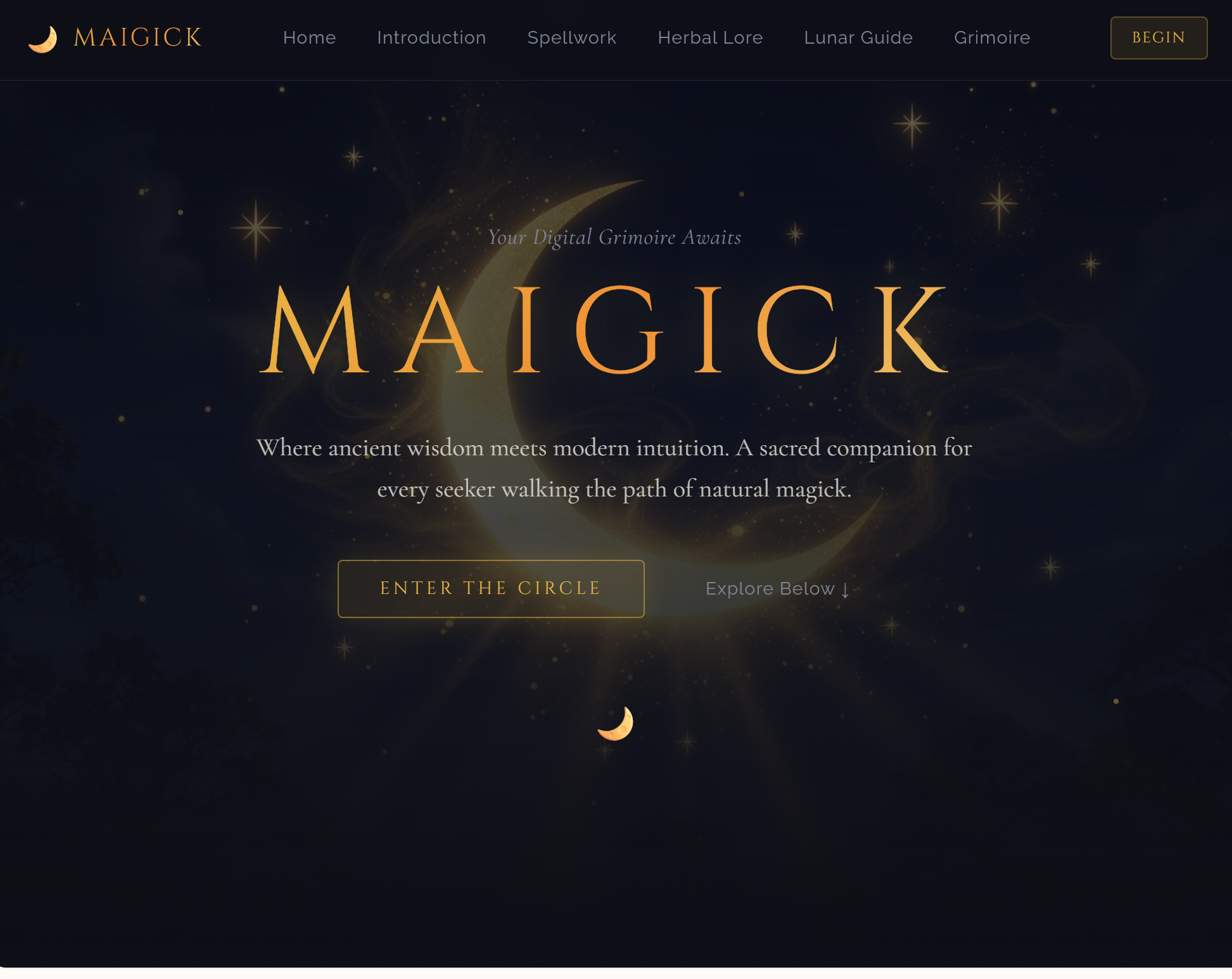 Maigick app screenshot showing digital grimoire interface